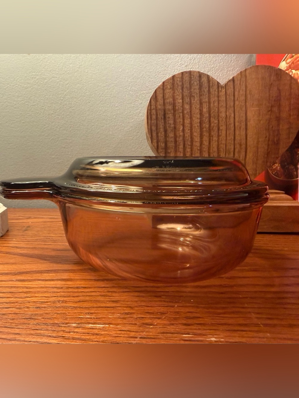 Vintage Corning Visions Amber Glass "Grab-It" bowl